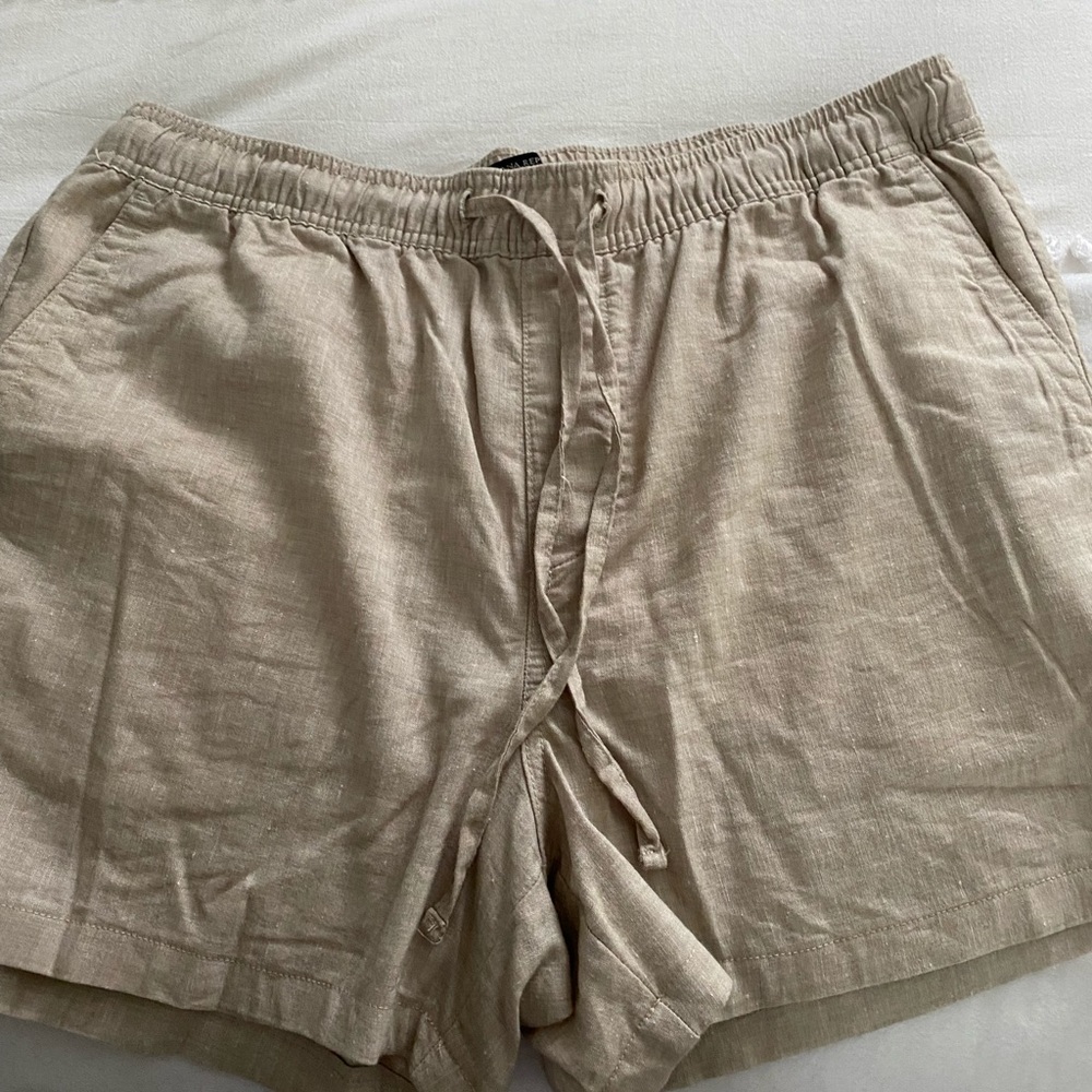 Tan linen shorts